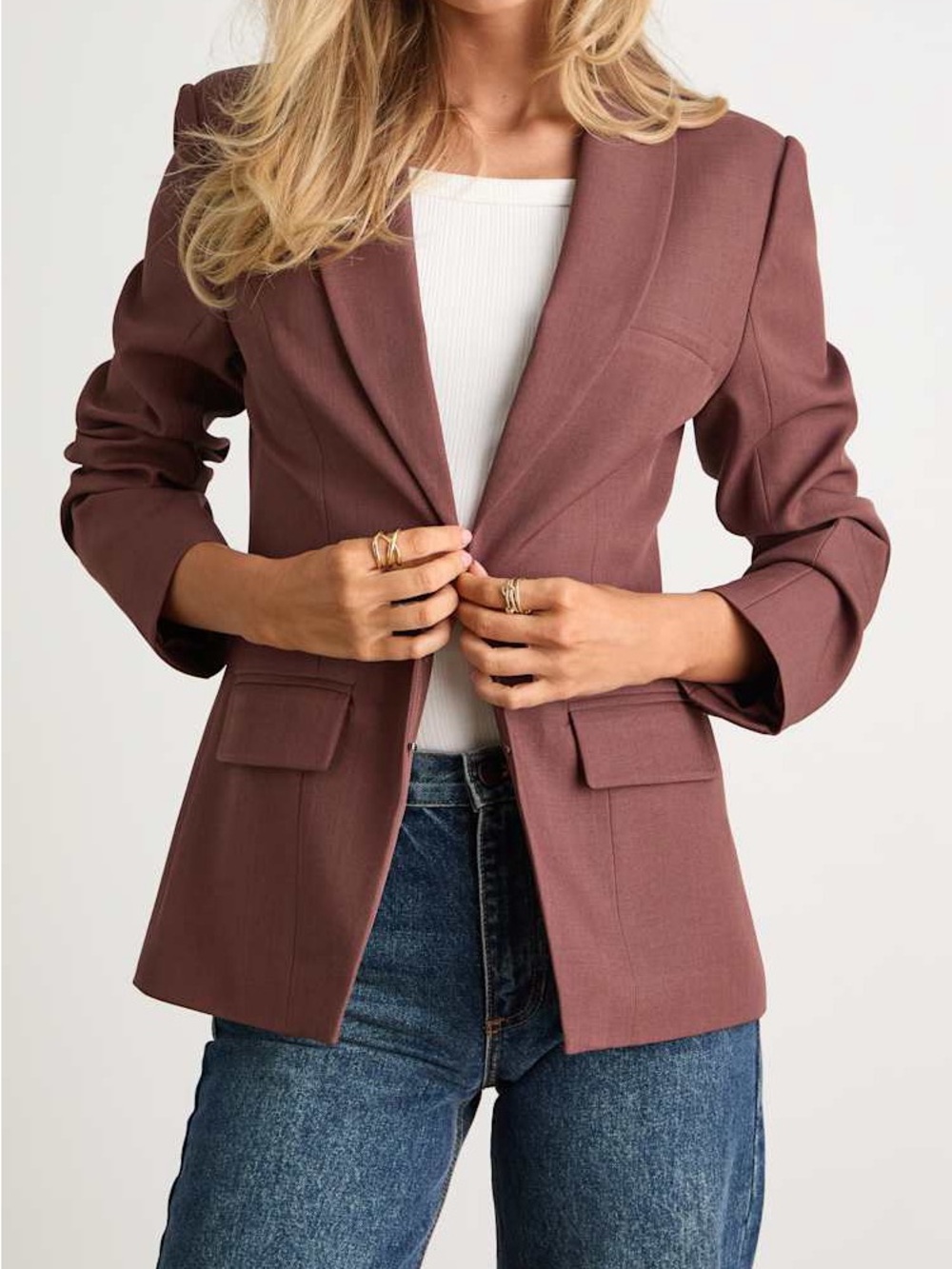 Lulu's Dusty Mauve Single-Button Blazer